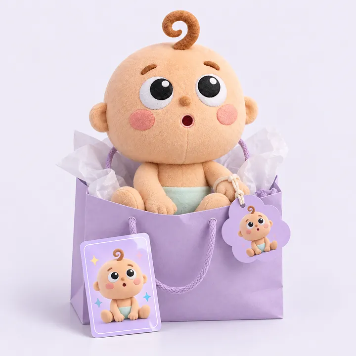 행택을 단 보보 인형 · 선물 포장 · 보보 AR 카드